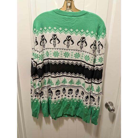 Star Wars Ugly Christmas Sweater Mens XL Mandalorian Grogu Green Holiday - Picture 4 of 8